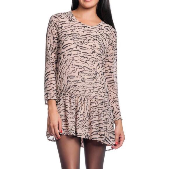 Lovers + Friends x Revolve | Heart Babydoll Drop Waist Zebra Animal Print | Sz S - Picture 1 of 10